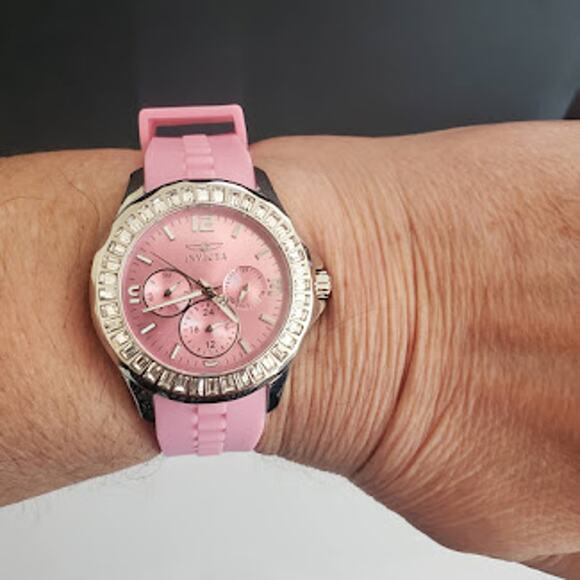 Invicta Women's Angel Watch 40mm Pink Silicone‎ Band Crystal Bezel Model 22472 - Picture 3 of 9